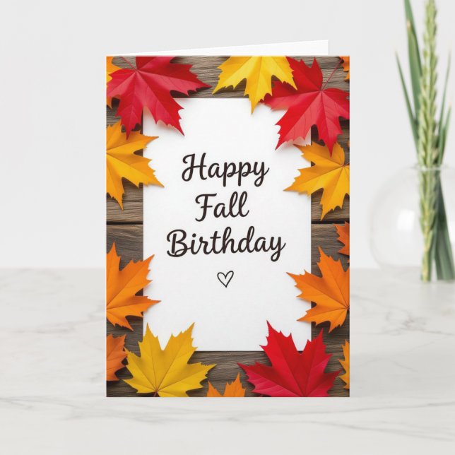 Fall Birthday Card, Fall Birthday, Autumn Card Helgkort (Framsida)