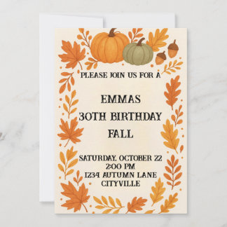 Fall Birthday Inbjudningar