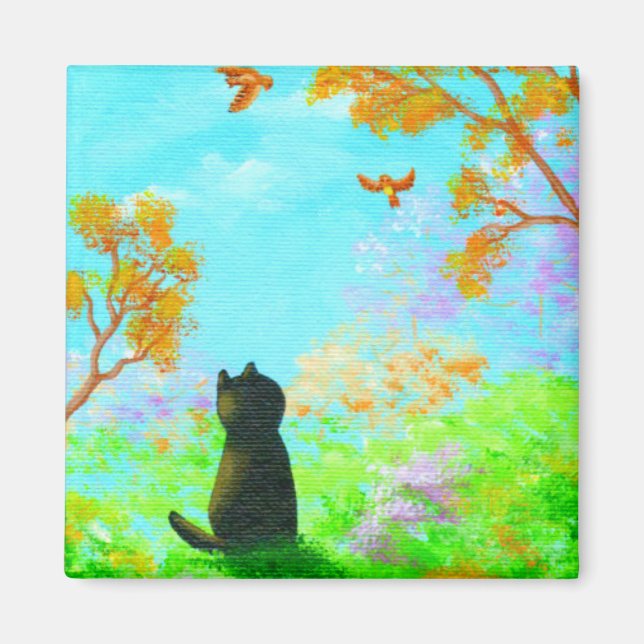 Fall Black Cat Creationart Magnet (Framsidan)