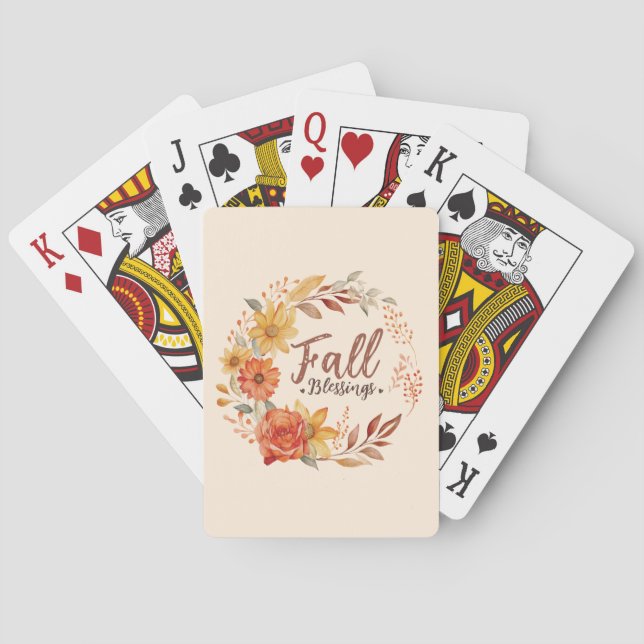Fall Blesser - Utandning av Höst löv och Blommigt Casinokort (Baksidan)