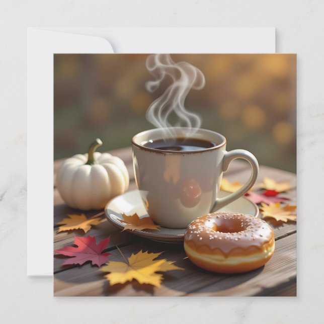 Fall Blessings, Warm Coffee och Donut Kort (Framsida)