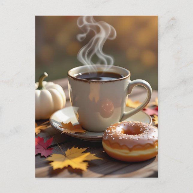 Fall Blessings, Warm Coffee och Donut Vykort (Framsida)