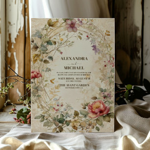 Fall Blommigt Art nouveau Bröllop Inbjudningar