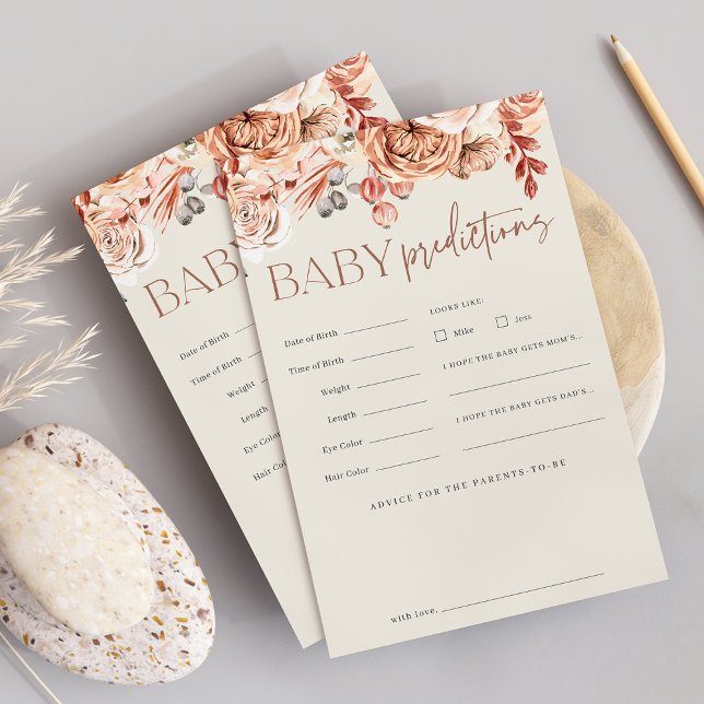 Fall Blommigt Baby Shower Predictions Game Lakan Flygblad (Skapare uppladdad)