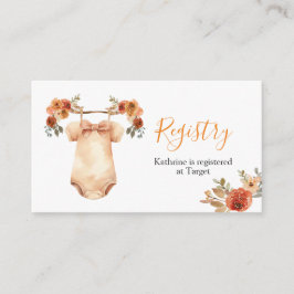 Fall Blommigt Barnkläders Baby Shower Registry Tilläggskort