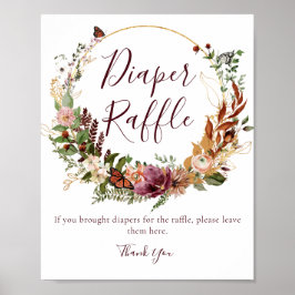 Fall-Blommigt, bläddringsskylt för babyskor Poster