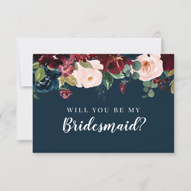 Fall Blommigt blir du min Bridesmaid Frieri Inbjudningar (Framsida)