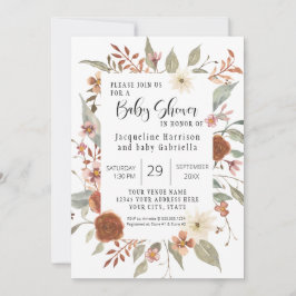 Fall Blommigt BOHO Script Girl Baby Shower Photo I Inbjudningar