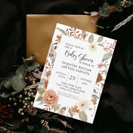 Fall Blommigt BOHO Terracotta Girl Baby Shower Inbjudningar