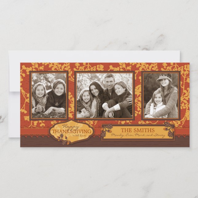 Fall Blommigt börjar i varm höst Färg Julkort (Framsida)