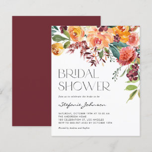 Fall Blommigt Bouquet Inbjudningskort för möhippan