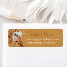Fall Blommigt Bouquet på Guld-etiketten Returadress Etikett