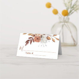 Fall-Blommigt Bouquet White Bröllop Place Card Placeringskort