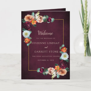 Fall Blommigt Bröllop Booklet Program