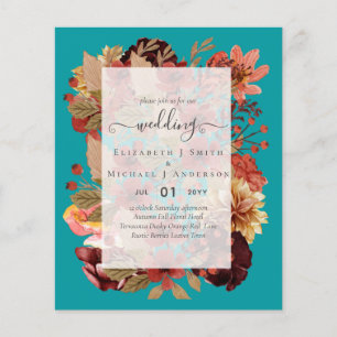 Fall Blommigt Bröllop - Burgundy Orange BUDGET Flygblad
