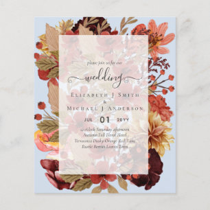 Fall Blommigt Bröllop - Burgundy Orange BUDGET Flygblad