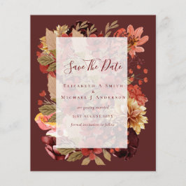 Fall Blommigt Bröllop - Burgundy Orange BUDGET Flygblad