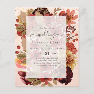Fall Blommigt Bröllop - Burgundy Orange BUDGET Flygblad