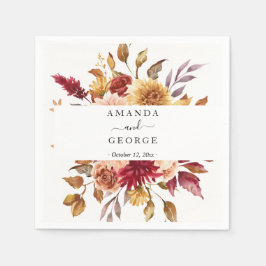 Fall blommigt Bröllop cocktails Pappersservett