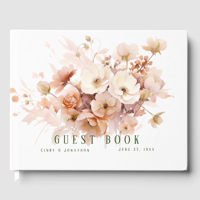 Fall Blommigt Bröllop Guest Bok (Framsida)