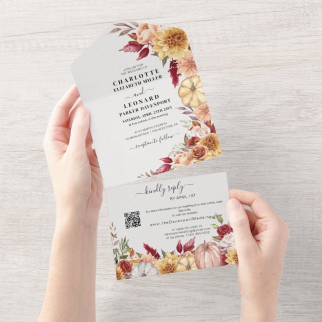 Fall Blommigt Bröllop Qr-kodOsa (Tearaway)