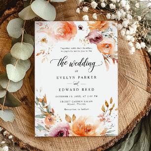 Fall Blommigt Bröllop Rustic Botanical Boho Chic Inbjudningar