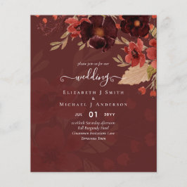 Fall Blommigt Bröllop Terracotta Burgundy Red Flygblad