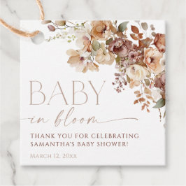 Fall blommigt brun neutralt baby i blodomduschen gåvor etiketter