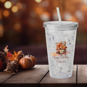 Fall Blommigt Cottage Core Tekopp Birthday Tea Par Take Away Mugg