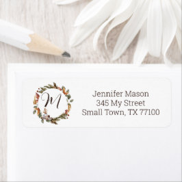 Fall Blommigt Cottage Harvest Thanksgiving Label Returadress Etikett