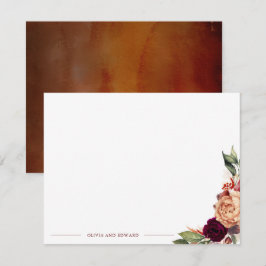 Fall Blommigt Elegant Fullt Namn eller Couples Nam Anteckningskort