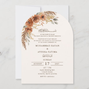 Fall Blommigt Elegant Nikkah Arabiska Islamiska Br Inbjudningar