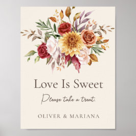 Fall Blommigt Elfenbenskusten Bröllop Kärlek är et Poster