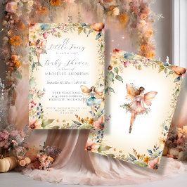 Fall Blommigt Enchanted Fairy Guld Girl Baby Showe Inbjudningar
