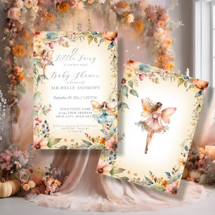 Fall Blommigt-fantastiska Fairy Sage Girl Baby Sho Inbjudningar