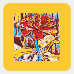 Fall Blommigt-fästpunkt Fyrkantigt Klistermärke