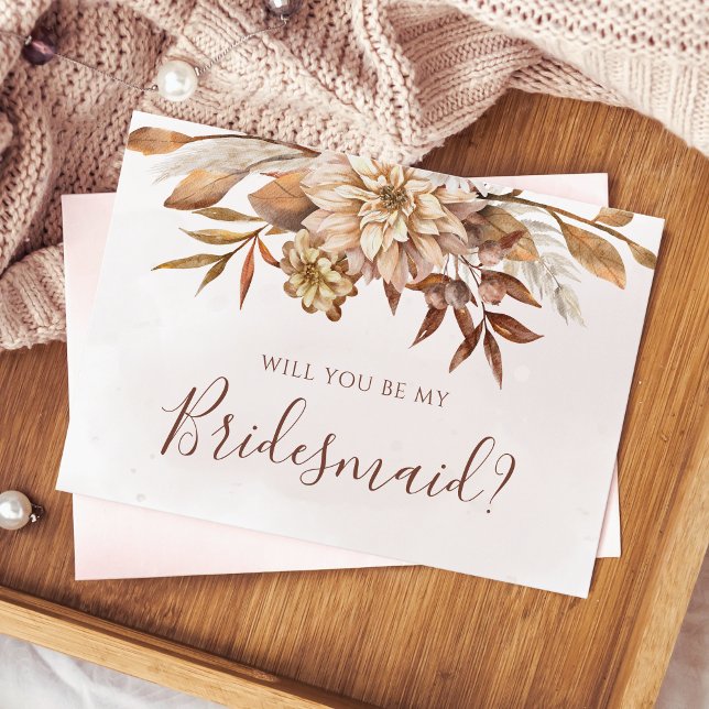 Fall Blommigt Foliage kommer du bli min bridesmaid Inbjudningar (Skapare uppladdad)