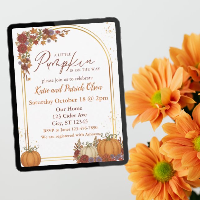 Fall blommigt, guld, en liten babydusch. inbjudningar (Skapare uppladdad)
