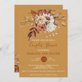 Fall Blommigt Guld Par Shower Inbjudningar