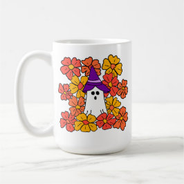 Fall Blommigt Halloween Ghost Kaffemugg