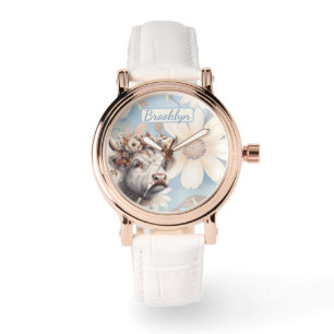 Fall Blommigt Highland Cow Armbandsur