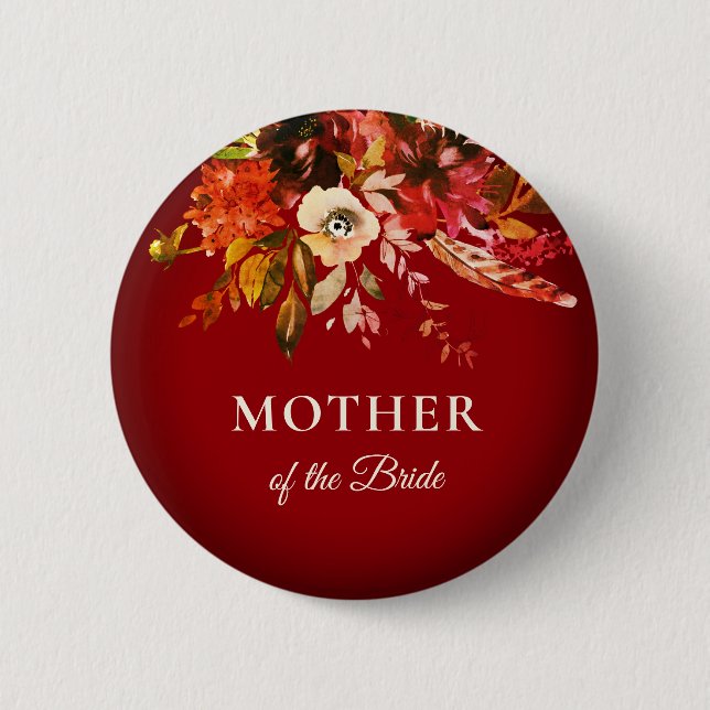 Fall Blommigt, Höst, röd Budens mamma Knapp (Framsida)