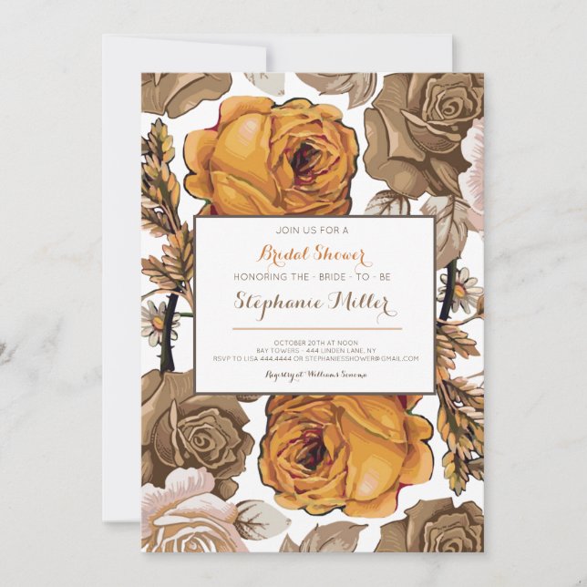 Fall Blommigt Inbjudningskort för möhippa (Framsida)