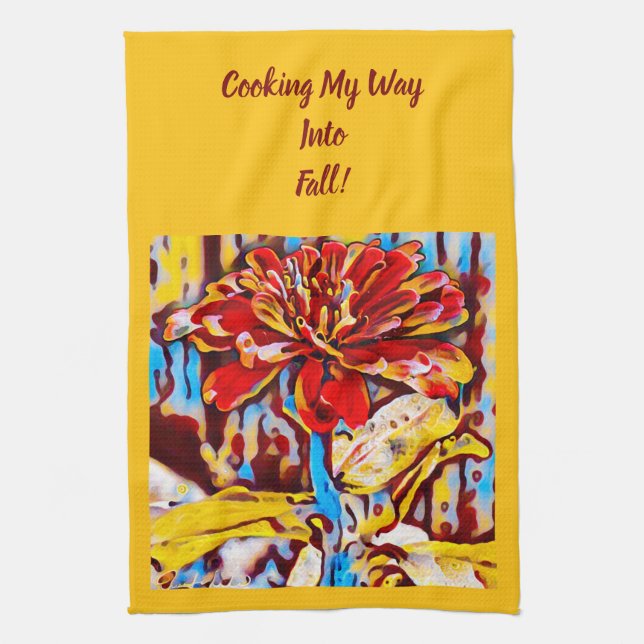 Fall Blommigt Kitchen Towel Kökshandduk (Vertikal)