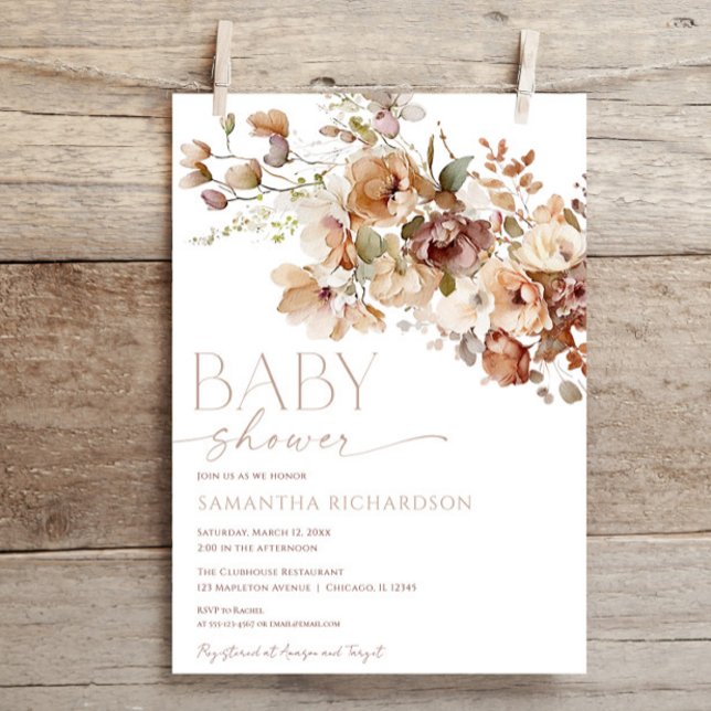 Fall blommigt könsneutral babydusch inbjudningar (Skapare uppladdad)