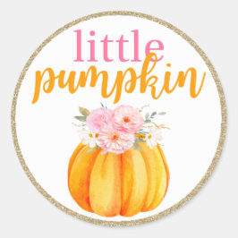 Fall Blommigt Little Pumpkin Baby & Girls Birthday Runt Klistermärke