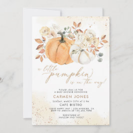 Fall Blommigt Little Pumpkin Baby Shower-inbjudan Inbjudningar