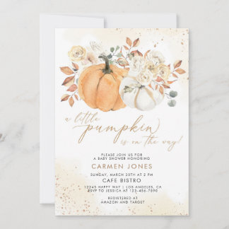 Fall Blommigt Little Pumpkin Baby Shower-inbjudan Inbjudningar