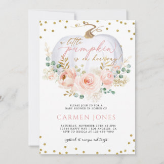Fall Blommigt Little Pumpkin Baby Shower-inbjudan Inbjudningar