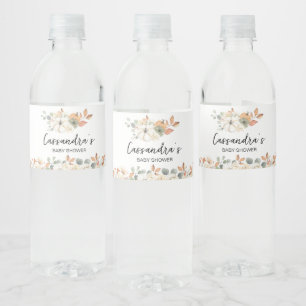 Fall Blommigt Little Pumpkin Baby Shower Vattenflaskor Etikett